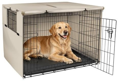 Explore Land Hundekäfig-Abdeckung, strapazierfähig, Polyester, universelle Passform für Hundekäfig, 106,7 cm, Hellbraun