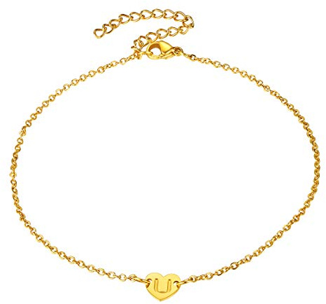 FindChic Beste Freundschafts Partnerarmband Buchstabe Armskette U Tiny Namen Armbänder für Freundin Ehefrau