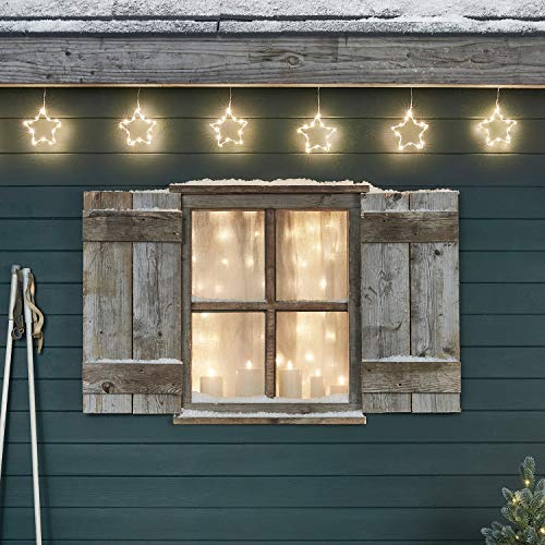 Lights4fun 6er LED Osby Sternen Girlande Weihnachtsbeleuchtung mit Timer Innen & Außen Lichtervorhang Innen