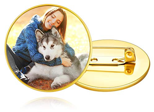 Custom4U Personalisierte Foto Brosche Edelstahl Memorial Broschen & Anstecknadeln für Damen Silber/Gold/Schwarz Anstecknadel Hochzeit Frauen Broschen Clips für Kleidung Modeschmuck Geschenk