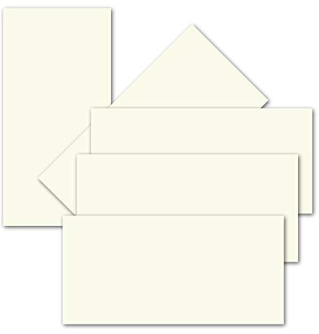 300x einfaches Einlege-Papier für DIN Lang Karten - creme - 102 x 208 mm - ohne Falz - hochwertig mattes Papier von GUSTAV NEUSER