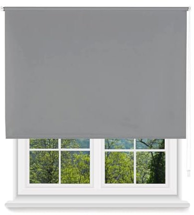 MERCURY TEXTIL- Estor Enrollable Opaco, Blackout, Fácil de Instalar, Protección de Pantalla para Ventanas, Cierra el Paso de la luz (Gris, 100x180cm)