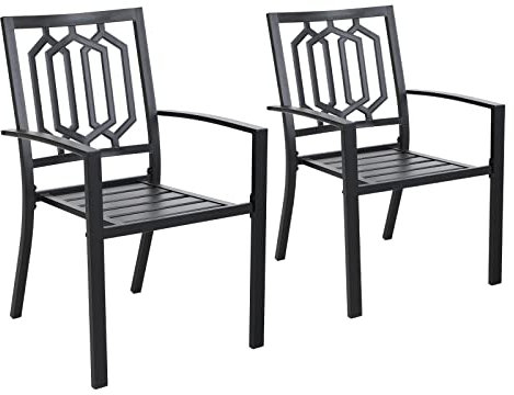 PHIVILLA Juego de 2 sillas de jardín de metal para exteriores, color negro