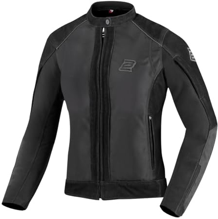 Bogotto Tek-M wasserdichte Damen Motorrad Leder- / Textiljacke, schwarz, XL