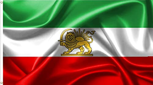 Yicmirtu Old Iran Flags with Lion Sun and Crown 5x8FT | Strong Polyester | For Indoor & Outdoor Decorations | Double-Stitched Edges and 2 Rust Proof Brass Grommets (5x8FT)