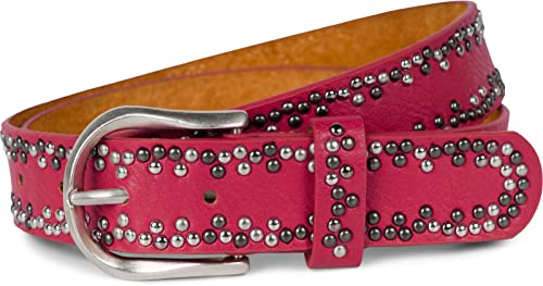 styleBREAKER Nietengürtel mit mehrfarbigen kleinen Nieten, Gürtel Kunstleder Einfarbig, kürzbar, Hüftgürtel Unisex 03010071, Farbe:Pink, Größe:100cm
