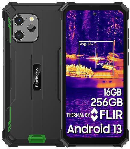 Blackview BV8900 Outdoor Handy Ohne Vertrag, 4X Wärmebildkamera+ OSI 64MP+16MP, 16GB+256GB Helio P90 Android 13 Outdoor Smartphone mit 10000mAh 33W Schnellladung, 2.4K 6.5 Display, NFC/GPS/USB 3.0