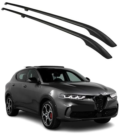 OMAC Dachreling Dachgepäckträger kompatibel mit Alfa Romeo Tonale 2022-2026 Alu Schwarz