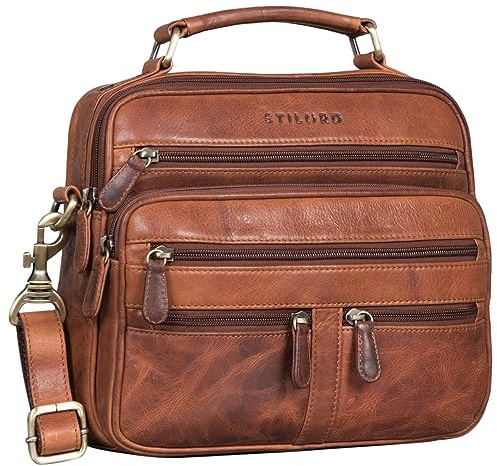 STILORD Veland Borsa messenger vintage da uomo in vera pelle Borsa business da uomo Borsa fotografica piccola Borsa a tracolla in pelle Uomo Colore:kara - cognac