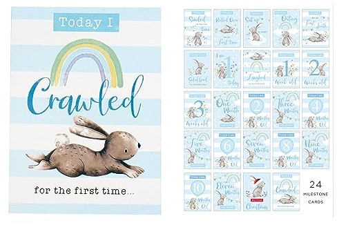 Design by Violet Baby Meilensteinkarten 24 Stück Andenken Momente Babyparty Geschenke Junge oder Mädchen Unisex Meilenstein Baby Karten für neue Eltern Schwangerschaft Geschenke und Andenken