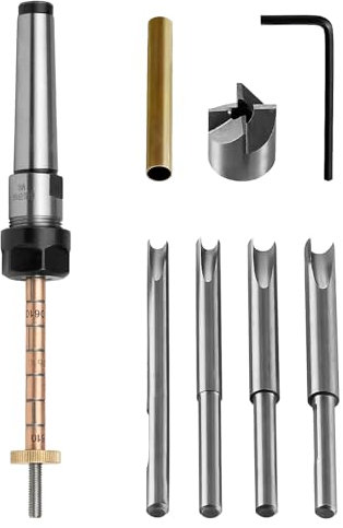 Mandril de giro de bolígrafo, kit de recorte de bolígrafo de torneado de madera, sistema de corte de barril de bolígrafo con cabezal de corte de broca de 7 mm, 2 cónicos morse