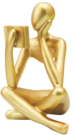 Dnoifne Statua Donna che Legge in Oro, Scultura Pensatore, Decorazione Arte Astratta, Figura Estetica Moderna per Decorazione Casa, Soggiorno, Camera da Letto, Ufficio, Scaffale, Scrivania