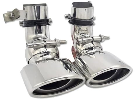 WDMNAO Auto Auspuff Endrohr für Mercedes Benz W211 E300 E280 E260, Verchromte Edelstahl Auspuffrohrspitze Auspuff Schalldämpfer Spitze Schwanz Kehle Auspuffanlage Styling Ersatzzubehör,A/Silver-b