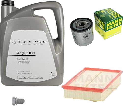 Inspektionspaket Wartungspaket Filterset mit 5 L 0W-30 Motoröl LongLife 3 FE, Ölfilter, Luftfilter, Verschlussschraube