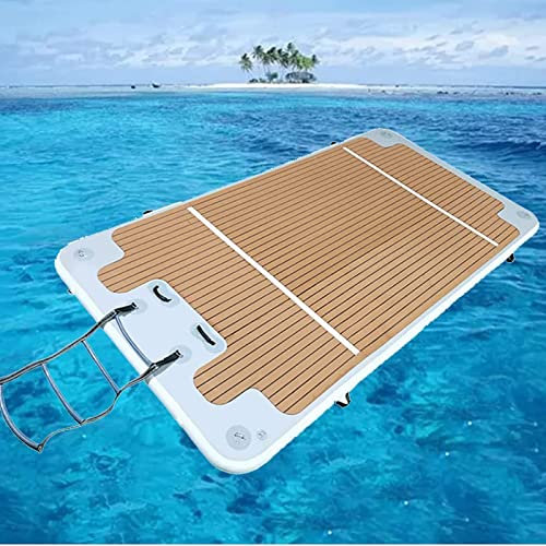 YXFAZPP Inflatable Floating Island, Inflatable Floating Dock, Water Surfing Yoga Mat with Anti-Slip Mat/Water Fishing Platform, PVC Inflatable Island Floating Bed