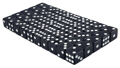 SLAKOZYT 50 Stück 16 mm Würfel Set 6-Seitig,Würfel Set für Tenzi, Sechsseitige Standardwürfel mit Schwarzen Punkten für Brettspiele Würfelspiele Tischspiele (schwarz)