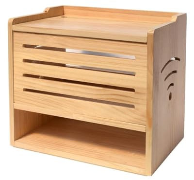 Storage Racks Wood Router Wire Storage Box Set Top Box Occlusion Decorate Box Power Strip and Cable Management Storage Box Hider Rack