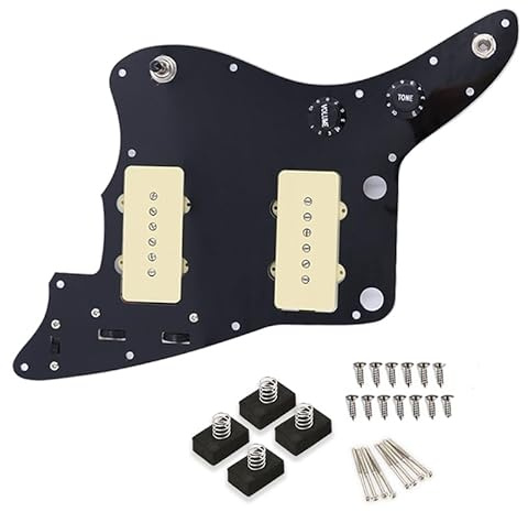 Loaded Guitar Pickguard Prewired Wiring Harness for Jazzmaster Electric Guitar with Single Coil Pickups (Black)
