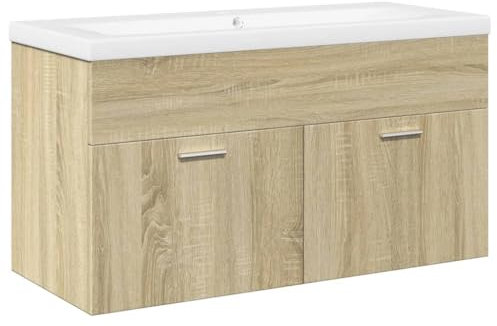 vidaXL Mobile da Bagno con Lavabo Integrato Rovere Sonoma, Armadio per lavandino da Bagno, Mobile lavabo da Bagno, Mobile da Bagno, Mobile da Bagno