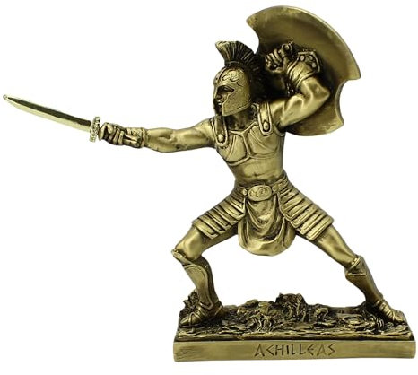 Escultura de héroe de Aquiles, color bronce, 20 cm