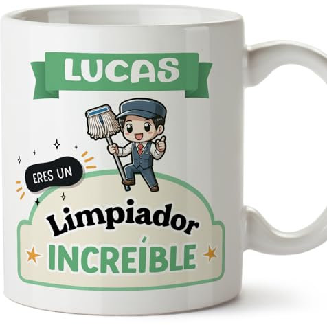 MUGFFINS Tazas Personalizadas para LIMPIADOR hombre - En Español - Eres increíble - Kawaii - 11 oz / 330 ml - Regalo Personalizable original y divertido