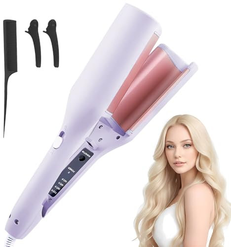 Afenau Big Wave Hair Curler 32mm With 4 Adjustable Temperature Settings - V-Shaped French Curling Iron for All Hair Types (160°C-220°C)
