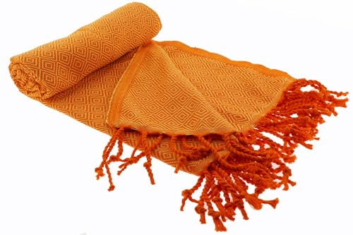 Stefano Ferrante ELMAS Summer Hamamtuch (orange/gelb) | Saunatuch, Pestemal, Fouta, Strandtuch, Badetuch, 100x180 cm, Baumwolle