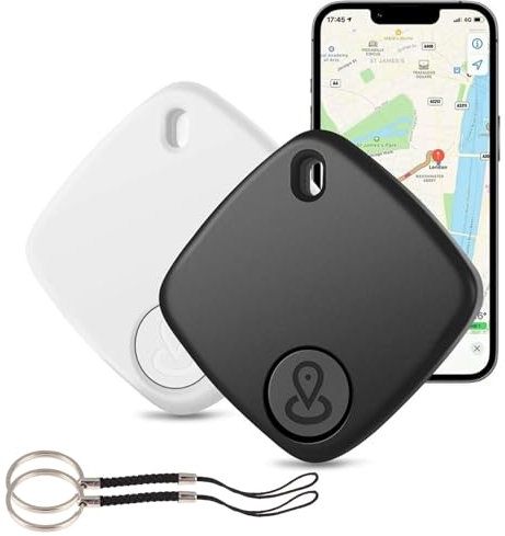 Traceur Localisateur GPS Bluetooth 4g Compatible avec l’App Localiser Apple (iOS Seulement, Android Non Pris en Charge), Localisateur pour Clés, Valises, Portefeuilles, et Autres Objets, 2-Pack
