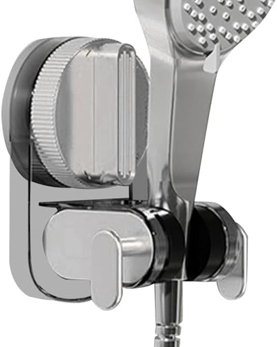 Support de pommeau de douche réglable, 7,7 x 8 x 10,5 cm, ventouse puissante, support de pommeau de douche de salle de bain, noir, installation facile pour le camping en plein air