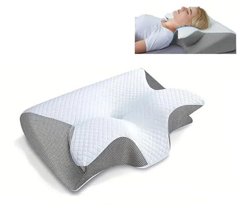 MEIION cervimed Oreiller Médical Ergonomique Oreiller Ergonomique Cervical 2 en 1 en Mousse à Mémoire de Forme - Orthopédique pour Dormir sur Le Dos et sur Le Côté