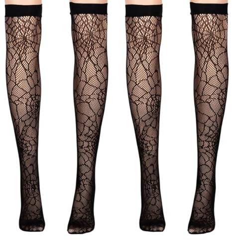 EIROVYA 2 Paare halloween strumpfhose damen, Netzstrumpfhose schwarz, Strumpfhose spinnennetz, Hexen accessoires damen