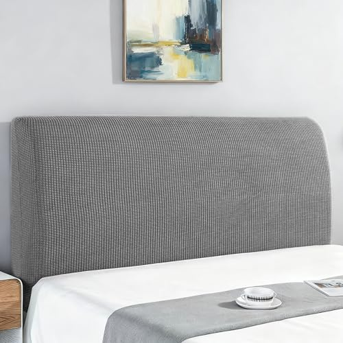 Songella Copri Testiera Letto Elastico Copertura Testiera Letto Forma di Chicco di Mais Rivestimento Antipolvere per Testiere Letto Grigio Scuro 150cm