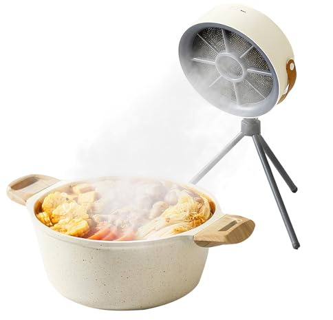 OBEST Cappa da scrivania portatile con vento a 3 marce, ventilatore portatile con supporto e cintura per casa, interni, campeggio, esterno, piano tavolo, ventilatori per barbecue