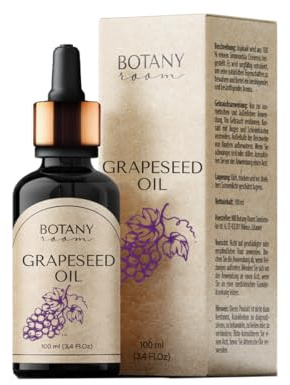 Aceite de semilla de uva orgánico para la piel, 100 ml, 100% puro, prensado en frío, cuidado para la cara, el cuerpo, el cabello, para piel seca y sensible, en calidad premium BotanyRoom®
