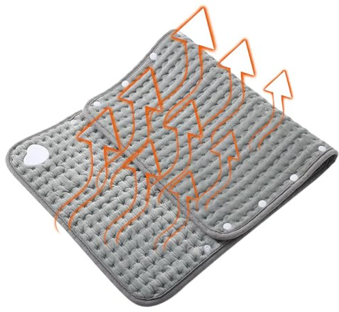 Wärmepad | Elektrische Thermodecke, 60 x 30 cm, waschbar, tragbar, zur Linderung von Menstruation, Rücken, Füße, Nacken, Knie, Stuhl, Bett, Mutter, Damen, Herren, Papa, Senior