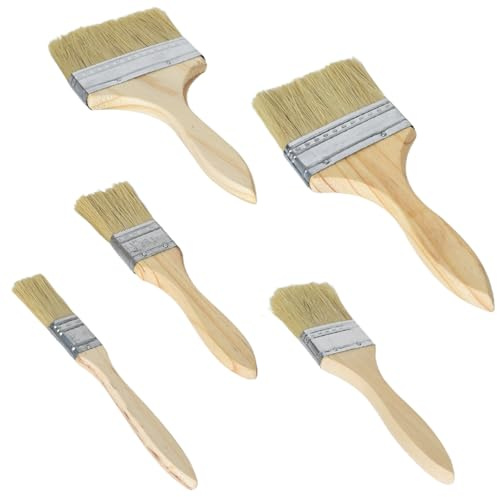 4 stycken platta penselset, målarborstar set och lackborstar med trähandtag, glasyrpensel i trä utomhus, pensel för lack och färger, lackeringspensel, lämplig för fastsättning, dekoration, målning (20