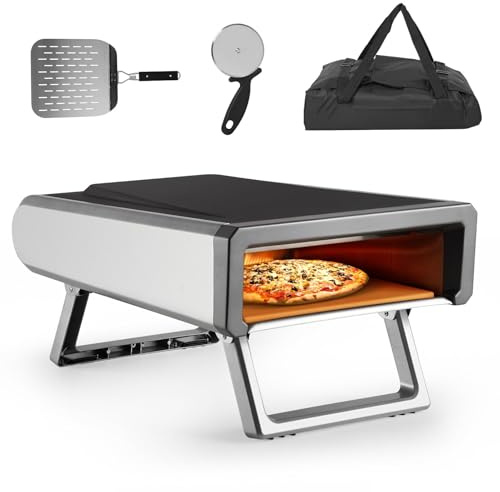 Garvee Four à pizza à gaz portable professionnel – Préparation facile de pizzas napolitaines maison – Avec régulateur et tuyau – Idéal extensionérieur, jardin, restauration