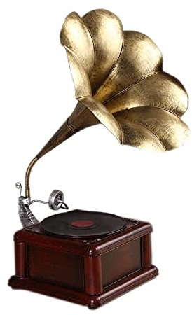 Vintage vinylskivspelare grammofon modell högtalare dekorativa ornament för hem mjuk dekoration och fotograferingsrekvisita