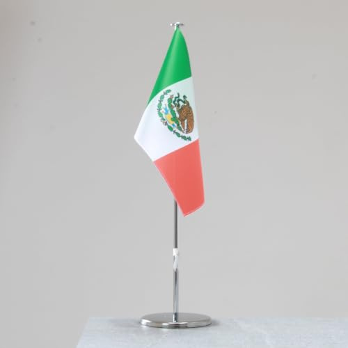 Bandera de mesa de México – Representativa bandera nacional para interiores de madera 42 cm