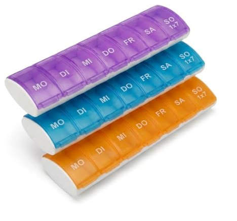 Transparente Tablettenbox 7 Tage, 3 Stück Pillendose 7 Tage Tablettenteiler | Pillendose 7 Tage Klein Pillendose Klein für Unterwegs Aufbewahrung