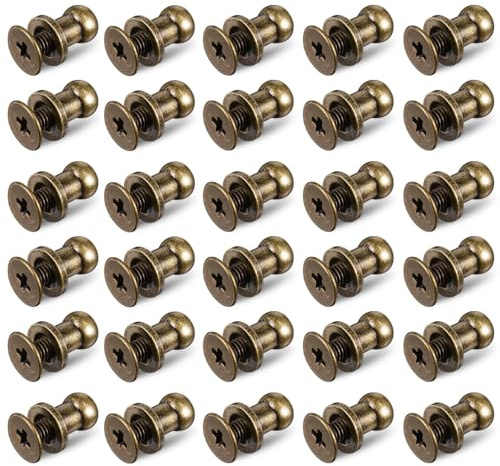 TEMPNAP Rivetti in Rame Durevoli e Stabili 30 per Pelle Viti Metalliche Bordi Lisci, per Artigianato e Borse in Pelle, Cinghie da Spalla