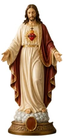 Statua di Gesù - 20 cm Resina Cattolica Sacra - Figura di Gesù Cristo Statua Religiosa,Per Camera Da Soggiorno Ufficio Giardino Esterno Feste Vacanze Matrimonio