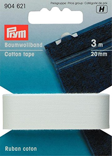 Prym 904621 Baumwollband 20 mm weiß, 100Prozent CO