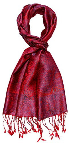 Lorenzo Cana – herr sidenhalsduk halsduk 100 % siden jacquard vävd harmoniska röda färger med fransar 35 cm x 160 cm paisley mönster sidenduk 7818511