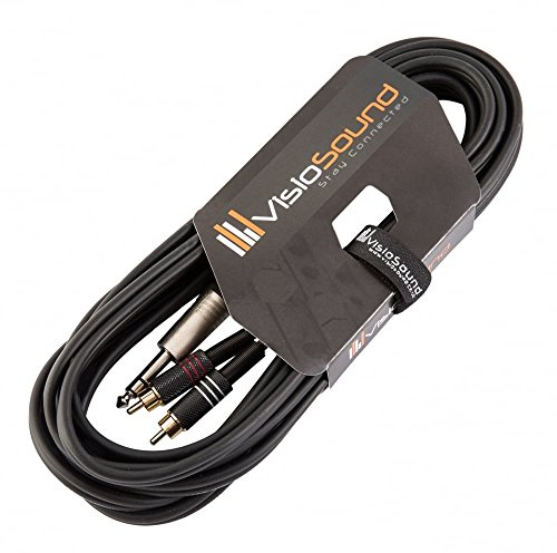 6.35mm 1/4 Stereo TRS Jack to 2x RCA Phono Plug Lead / Insert Cable (5m) | Noiseless OFC Audio, Signal, FX, Patch Cable for Stage & Studio