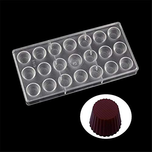 21 Cells Kitchen Baking Chocolate Mold,Chocolate Bar Mould,Polycarbonate Wedding Chocolate Lolly Molds,Plastic Candy Cake Cupcake Baking Pan, Bakeware Molds Tool - 14.5cm x 28cm x 2.5cm