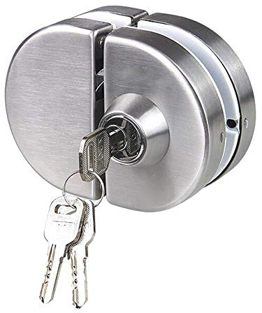 NUZAMAS Double serrure de porte en verre 304 en acier inoxydable, les deux côtés ouvrent des crochets de porte sans cadre pour le verre d'épaisseur de 10-12mm