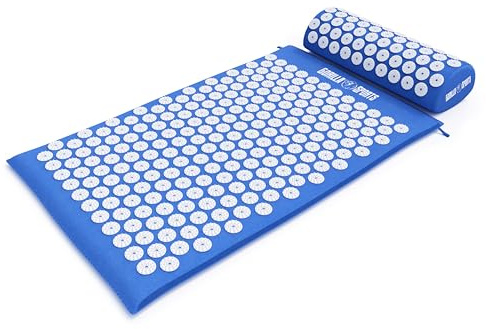 GORILLA SPORTS® Akupressurmatte - mit ergonomische Kissen und Tragetasche, 68 x 42 x 2.5 cm, Waschbar, aus Baumwolle, Farbwahl - Massagematte, Nagelmatte, Akupunkturmatte
