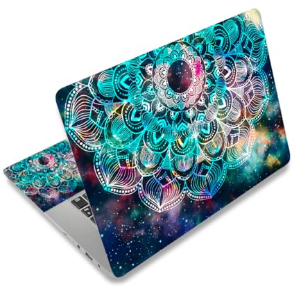 Laptop Skin Sticker Aufkleber, 12 13 13.3 14 15 15.4 15.6“ Laptop Skin Sticker Cover Art Protector Notebook PC (Kostenlose 2 Handgelenkauflagen enthalten), Wasserdicht Abnehmbar, Schönes Mandala