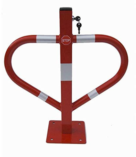 All4You Solide Parksicherung Rot mit Schlüssel Absperrung Parksperre Parkplatzbügel Parkplatzsperre